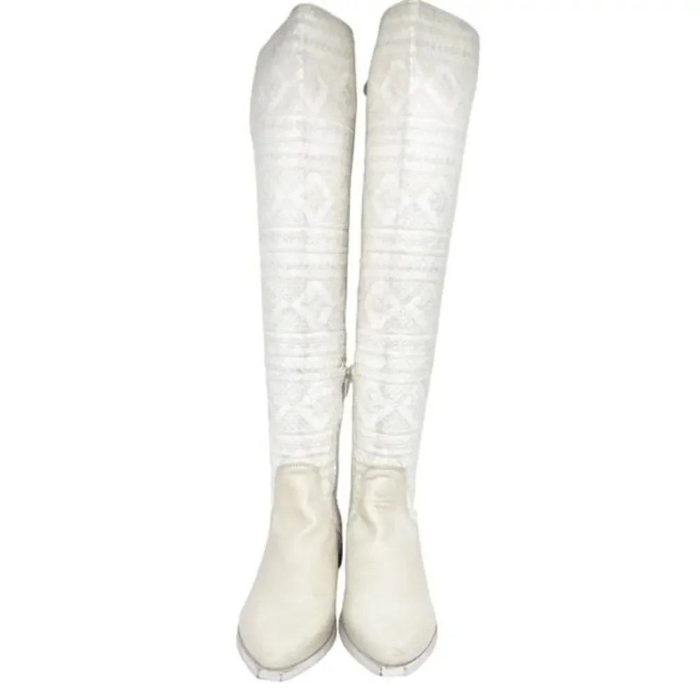 Free People Women's Bren‎ OTK Crochet Western Cowgirl Boots Size US 6 Size 36